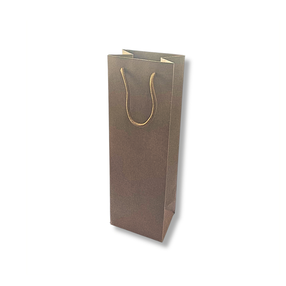 Saco 12x09x36cm 1 Garrafa Papel 210g c/Asas Cordão Kraft 1un