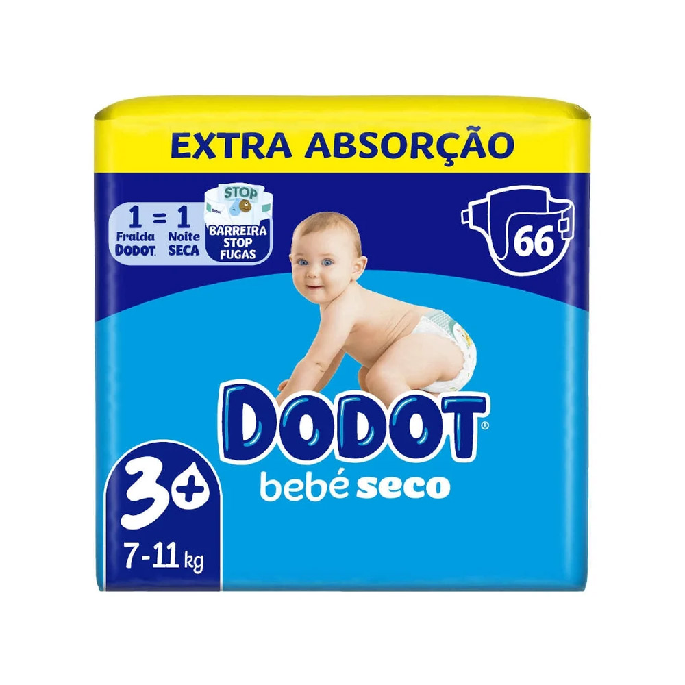 Fraldas Dodot T3+ (7-11kg) Bebé Seco 66un