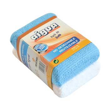 Esponja Microfibras 14x9cm Branco/Azul Pack 2un