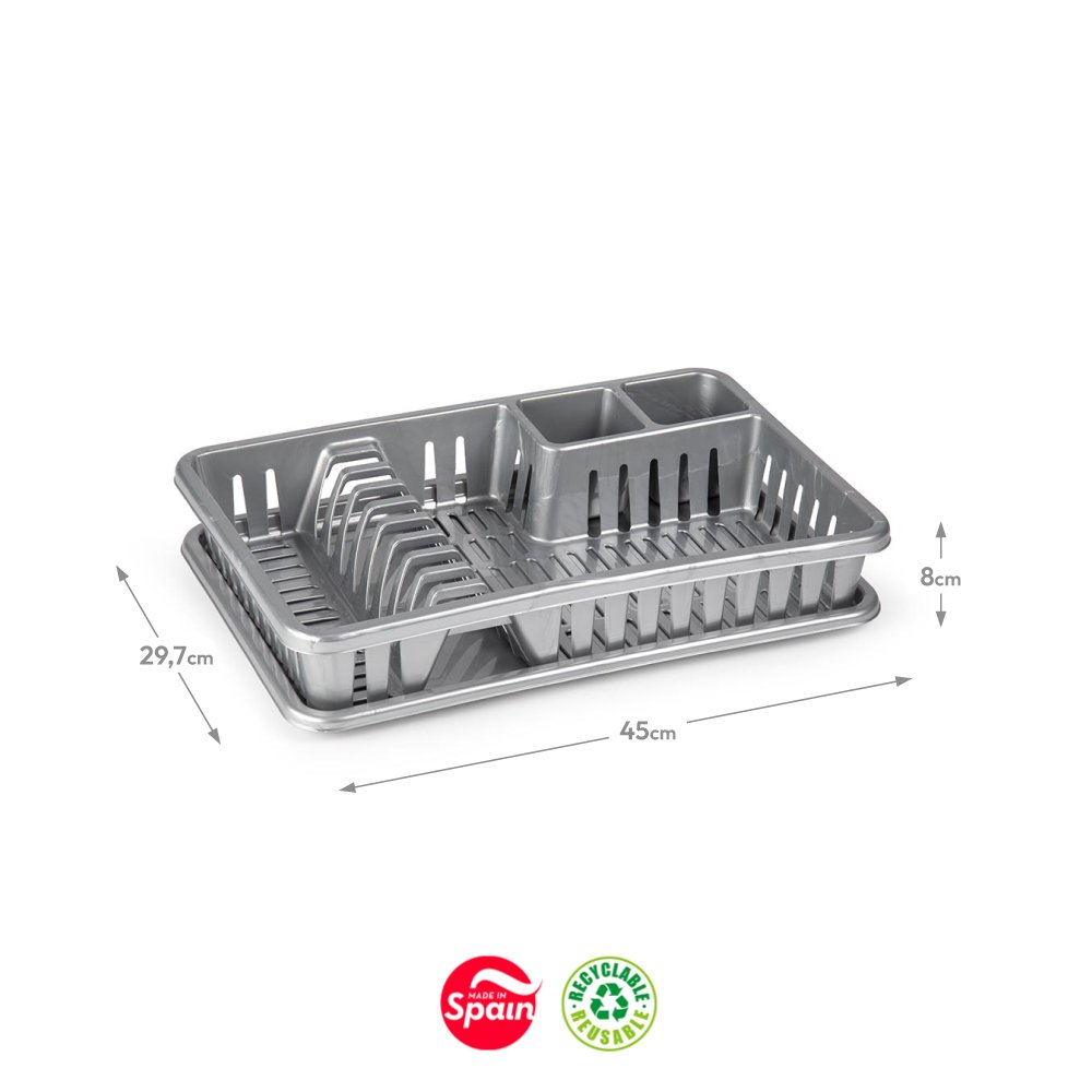 Escorredor Loiça 45x29,7x8cm Venezia Prata