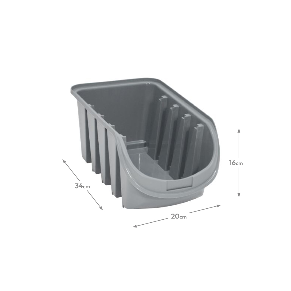 Caixa Logística Plástica Empilhável 34x20x16cm 7L Cinza