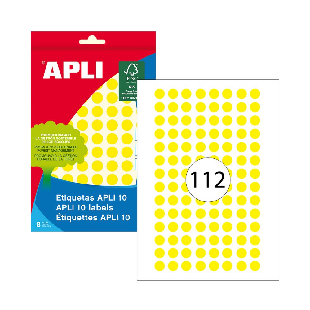 Etiquetas Redondas 10mm Amarelo 1008un