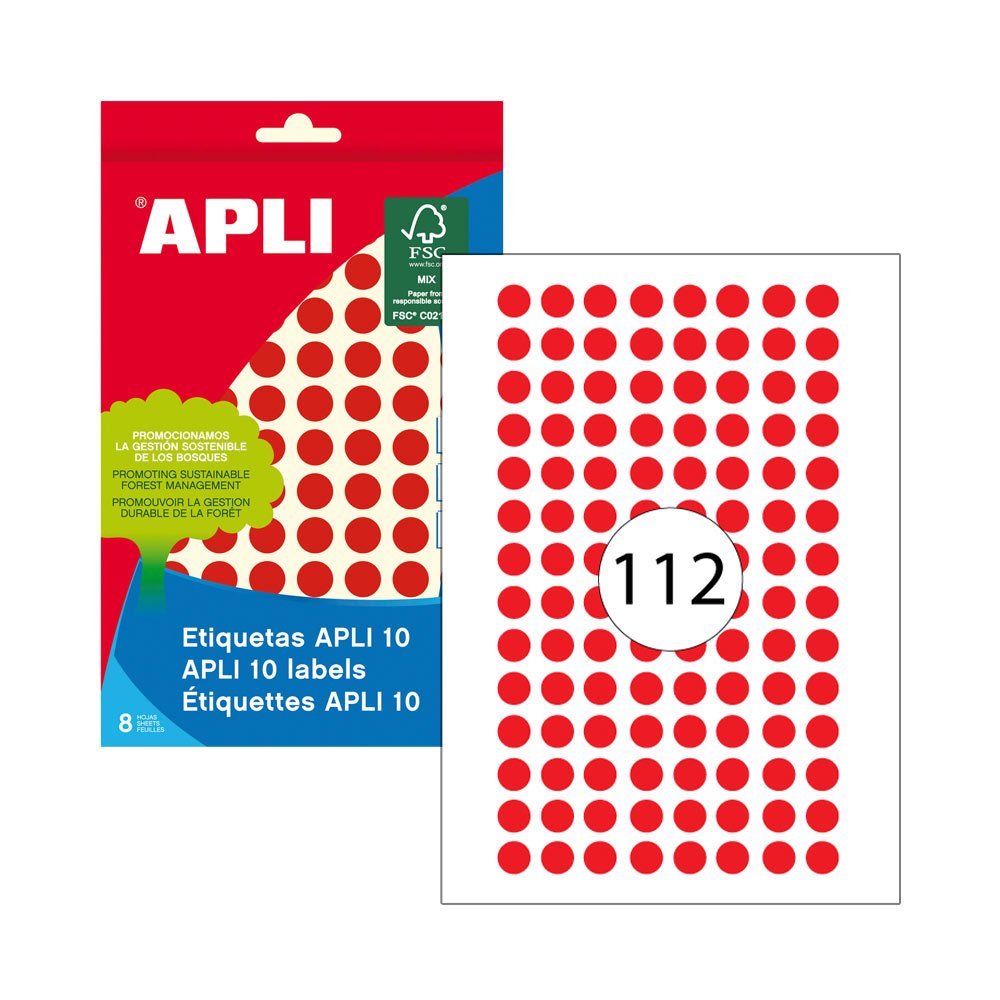 Etiquetas Redondas 10mm Vermelho 1008un