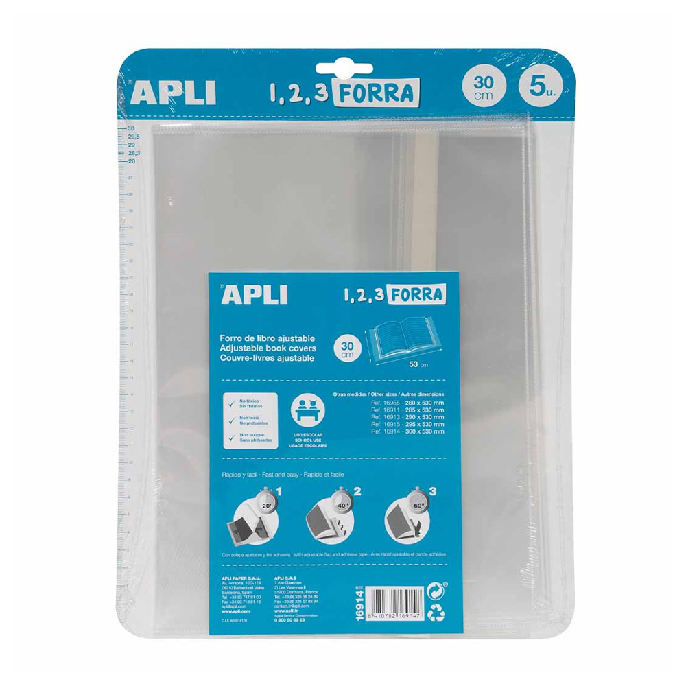 Forra Livros Ajustável 300x530mm 75mic Apli 5un