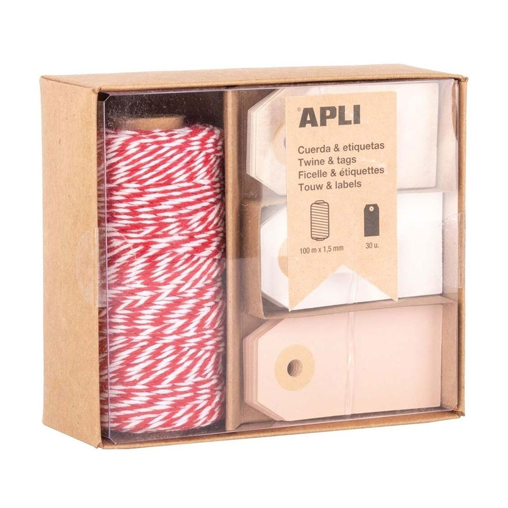Fio Embrulho Algodão Vermelho/Branco Rolo 100m+30 Etiquetas