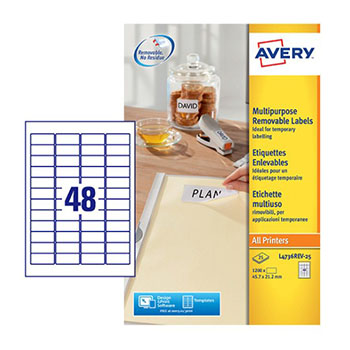 Etiquetas Removíveis 045,7x021,2mm Avery 25 Folhas 1200un
