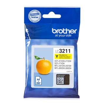 Tinteiro Brother LC3211Y Amarelo 200 Pág.