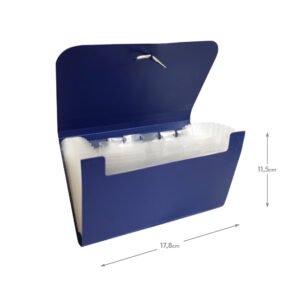 Pasta Classificadora com Fole PP Elásticos 178x115mm Azul