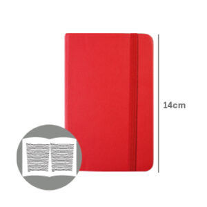 Bloco Notas Pautado 14x9cm Semi Pele Vermelho 116Fls