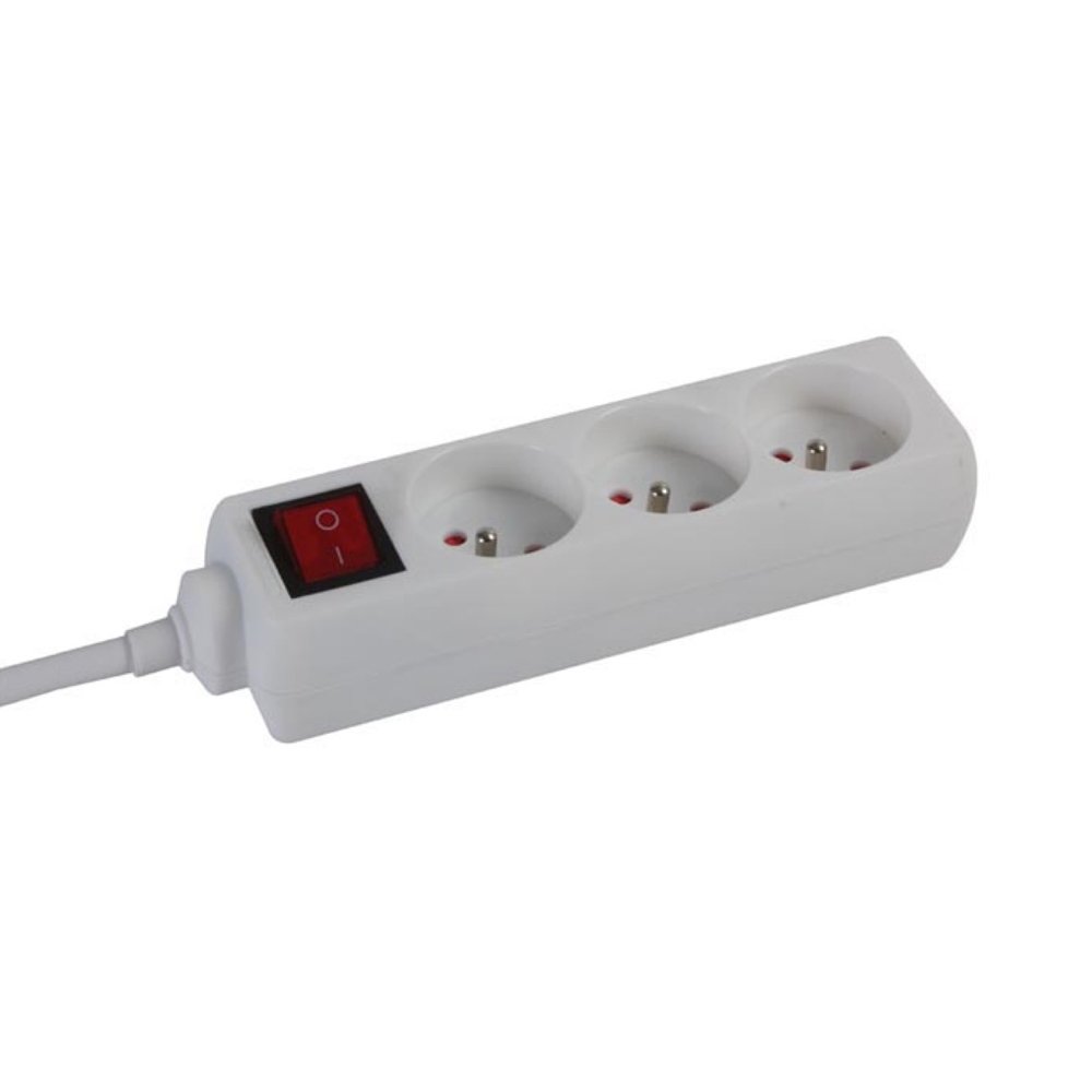 Bloco 3 Tomadas + Interruptor Cabo 1,5mts
