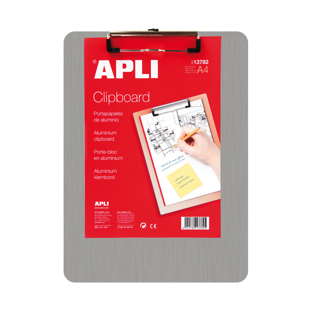 Prancheta A4 em Alumínio com Mola Apli 13782