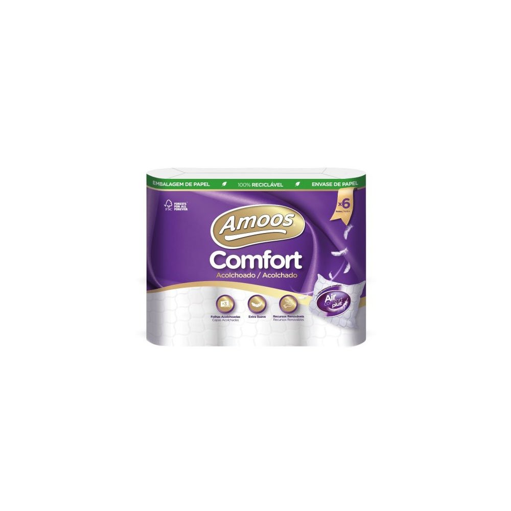 Papel Higiénico Doméstico 18mts 3Fls 48g Acolchoado 6 Rolos