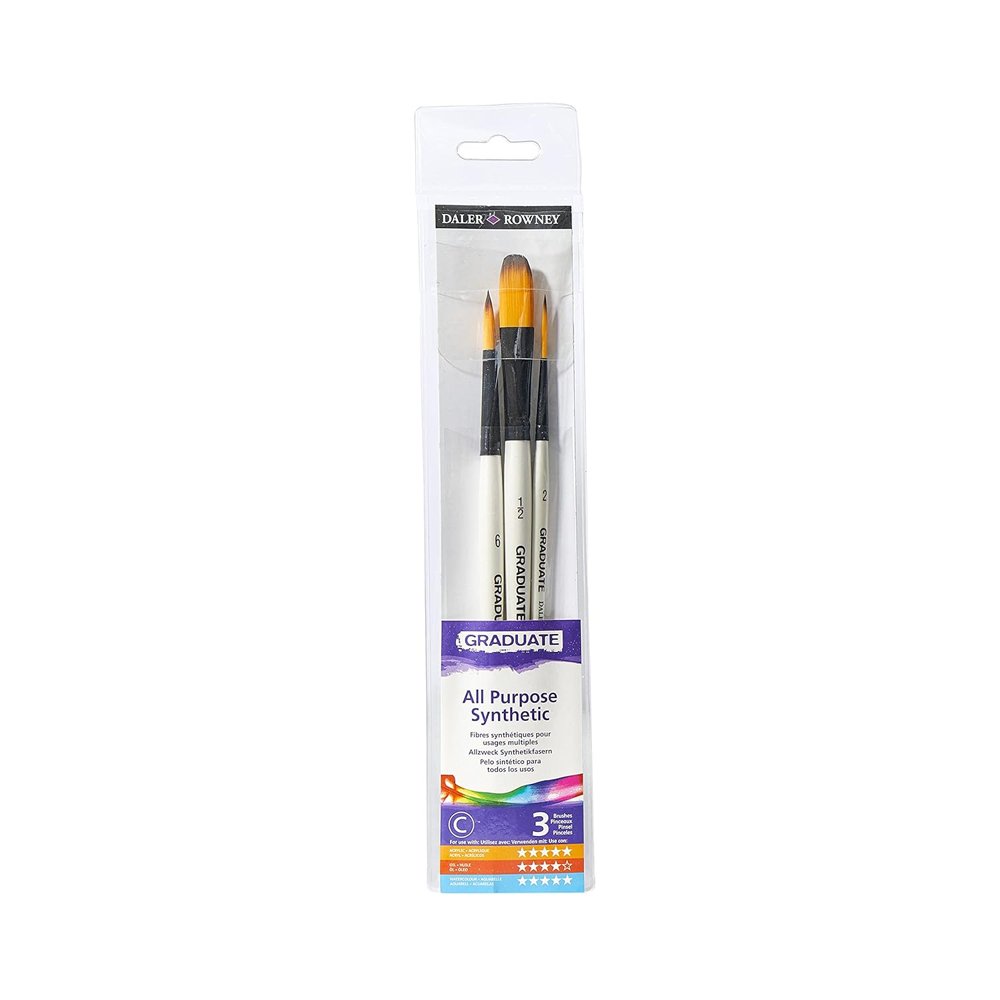 Pack Pincel Aguarela Redondo Oval Liner 3un