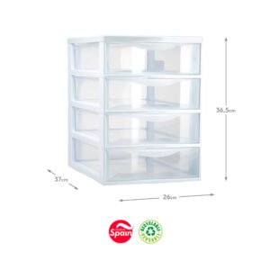 Bloco 4 Gavetas Plástico Easy 36,5x26x37cm Branco