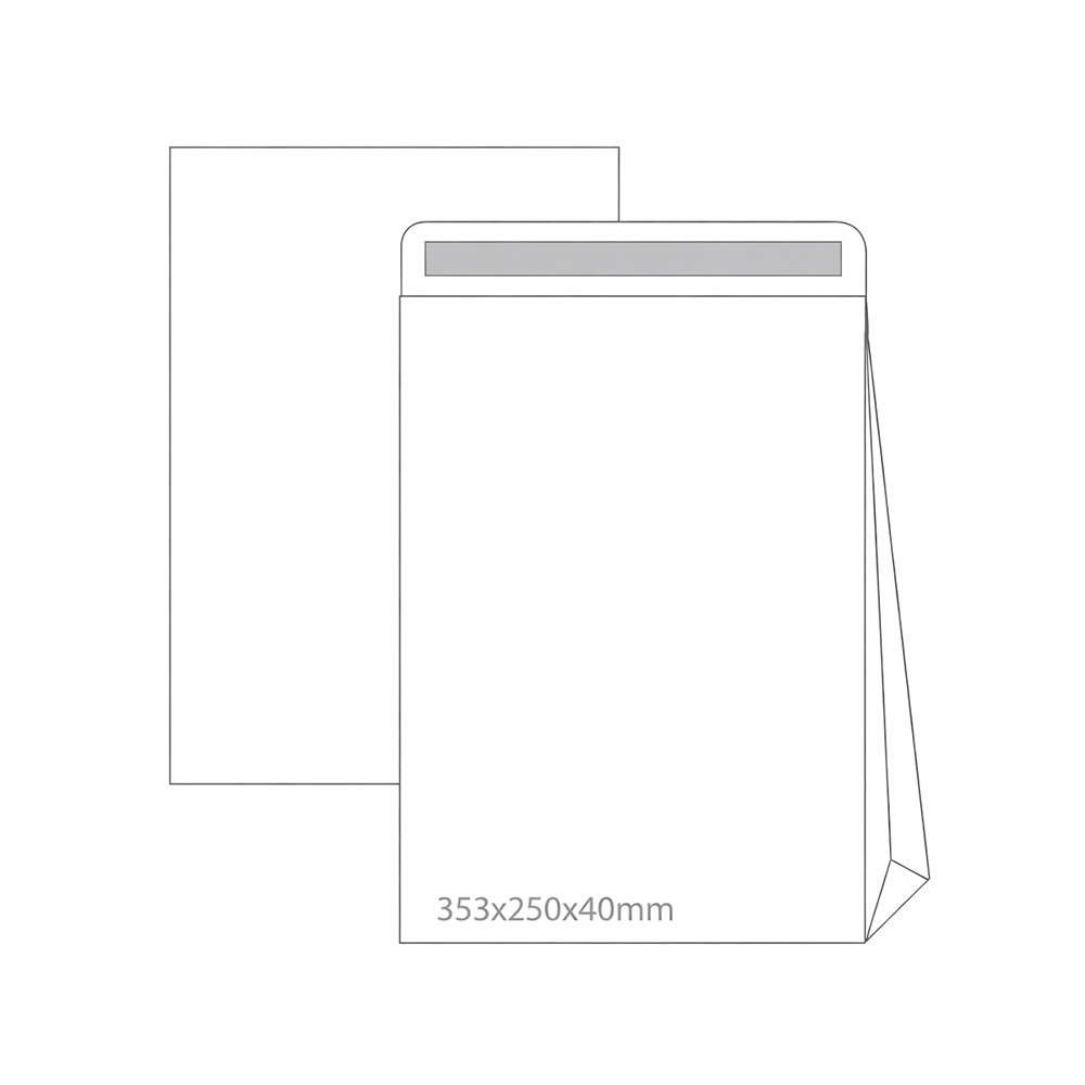 Envelopes Saco 250x353mm B4 Branco 120g c/Fole 40mm 50un