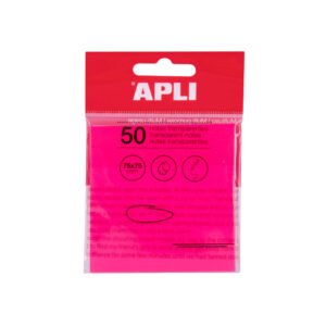 Bloco Notas Aderentes 075x075mm Film Apli Rosa Transp 50Fls