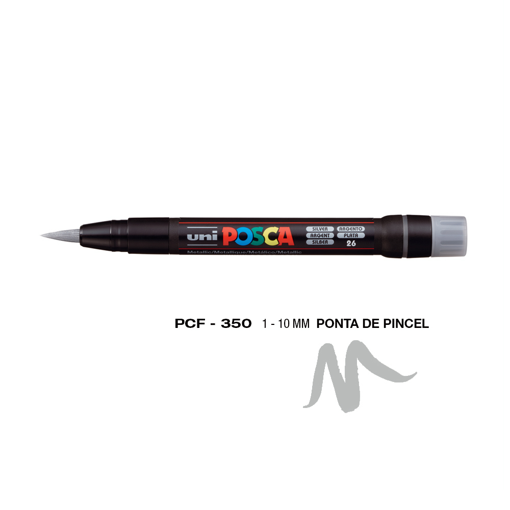 Marcador Uniball Posca PCF-350 1-10mm Prata (26) 1un