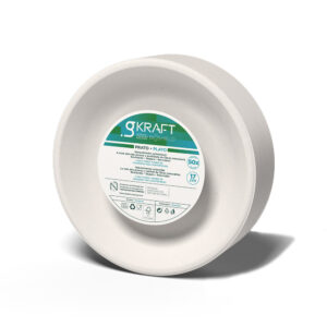 Pratos 17cm Celulose Eucalipto Redondo Branco gKRAFT 50un